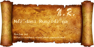 Nádasi Ruszlána névjegykártya